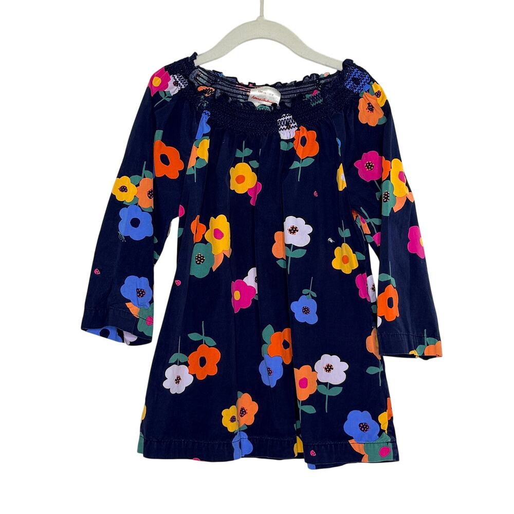 Hanna Andersson Colorful Bright Floral Tunic Top 8 Long sleeve Navy Blue